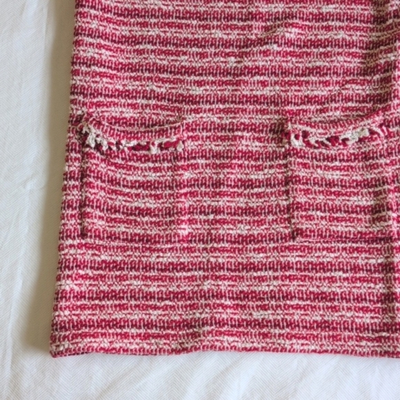 zara red boucle tweed shift dress with patch pockets girls size 6 - Picture 4 of 8